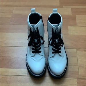Steve Madden white platform combat boots